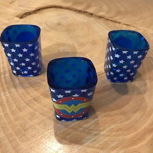 Wonder Woman blue shot glasses/candle holders - 3